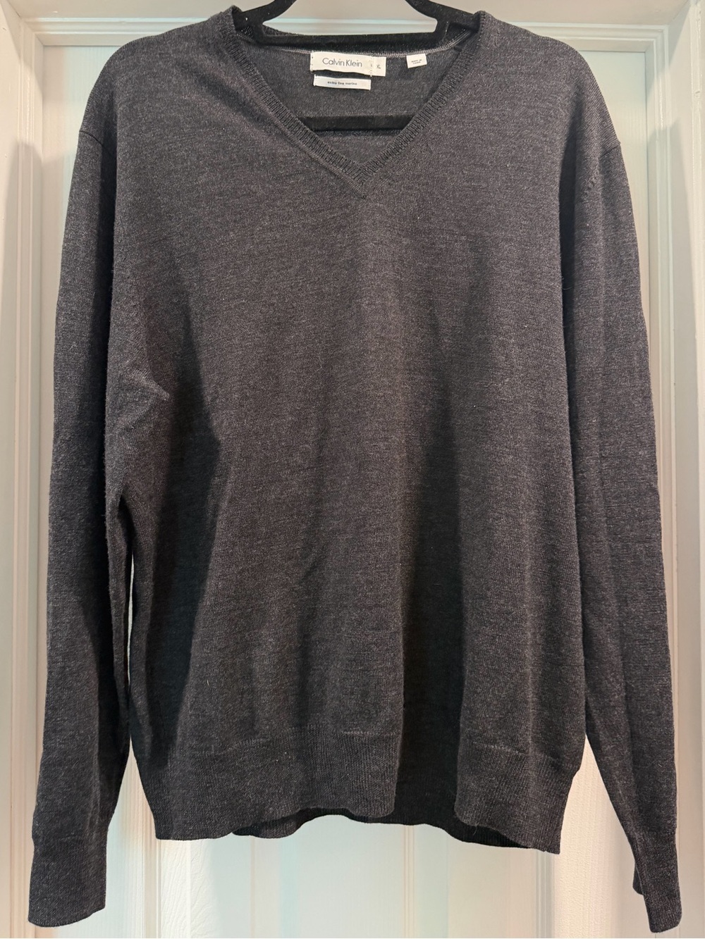 Calvin Klein Men’s Dark Charcoal V-Neck Sweater
